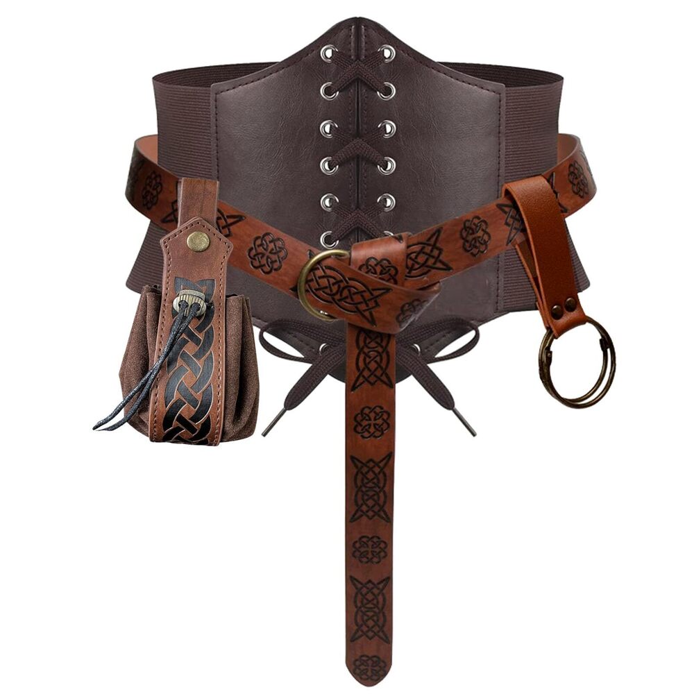 9283 4pcs Renaissance Costume Sets Corset Waistband Belt Pouch